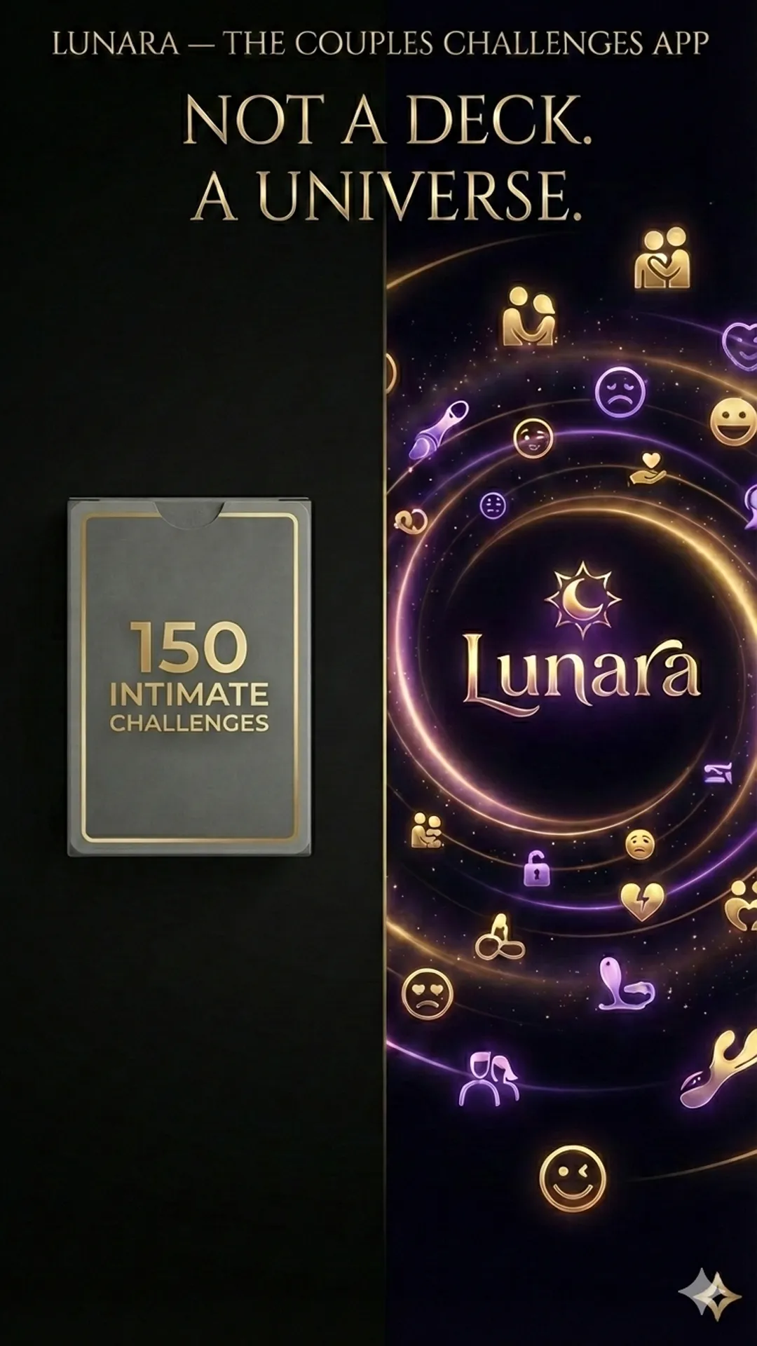 Lunara vs card decks — not a deck, a universe of personalized sex game challenges for couples